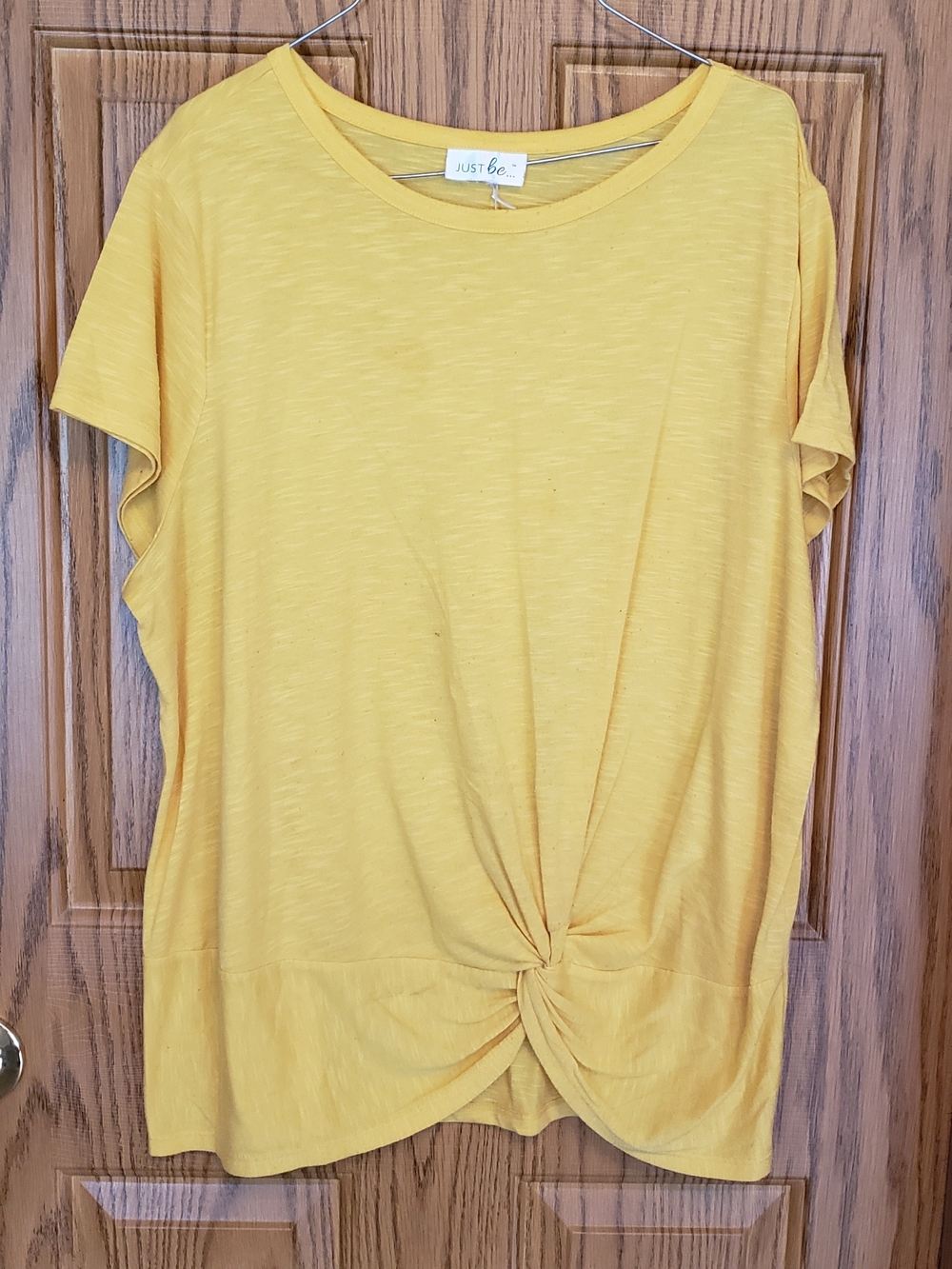 just be Mustard Yellow Twist-Front Short Sleeve Top. Xl